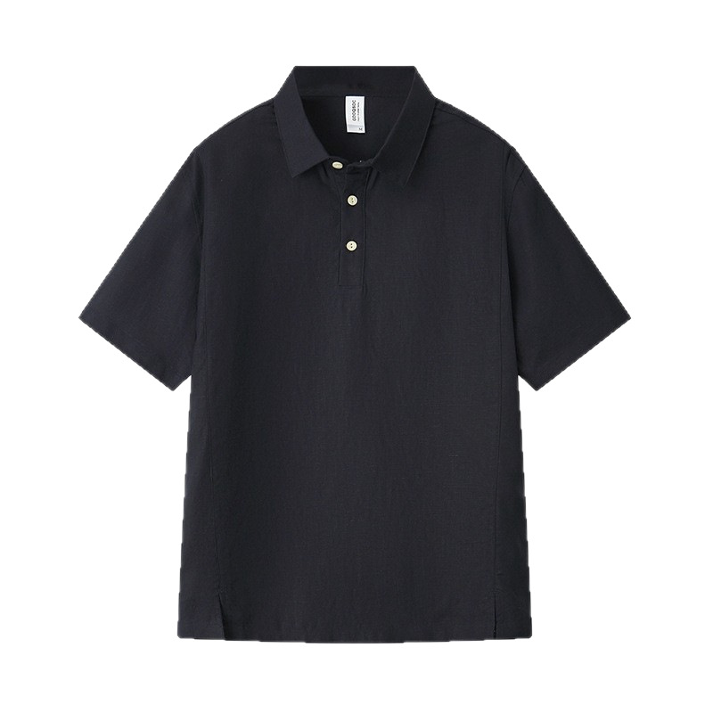 Plain Linen-Cotton Collar Shirt