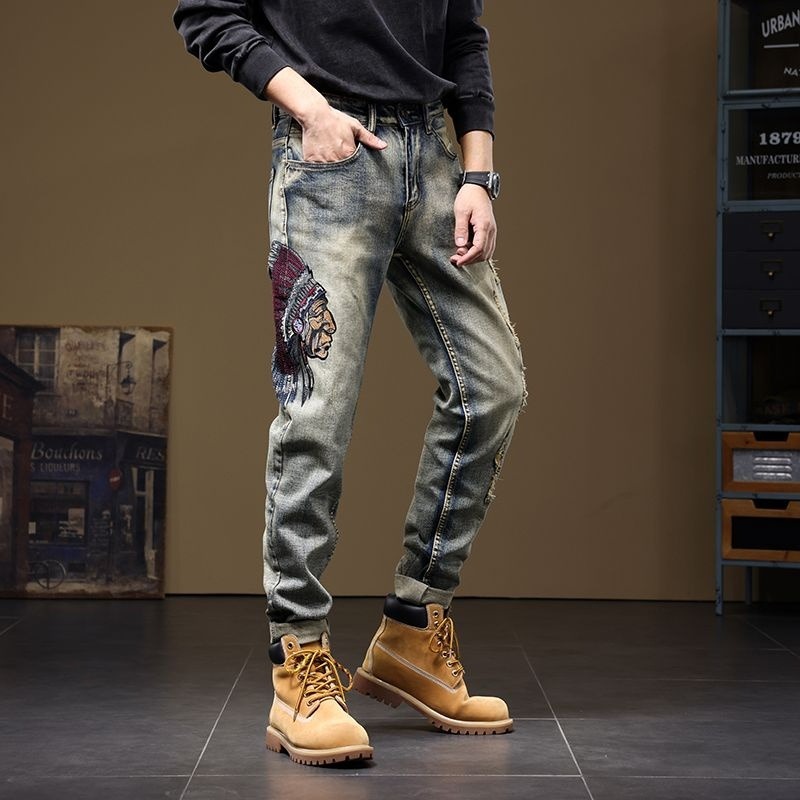 Washed Straight-Leg Jeans