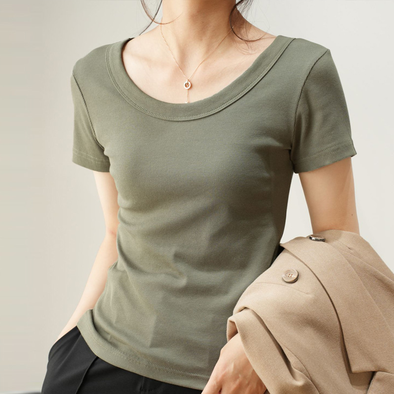 Cotton U-Neck T-Shirt